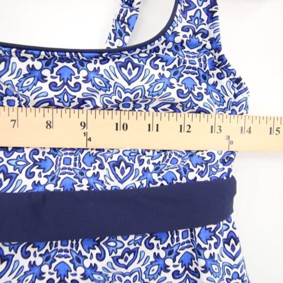 NWOT Lands End Swim Dress Navy Blue White Pattern Underwire Size 4 - Picture 4 of 8